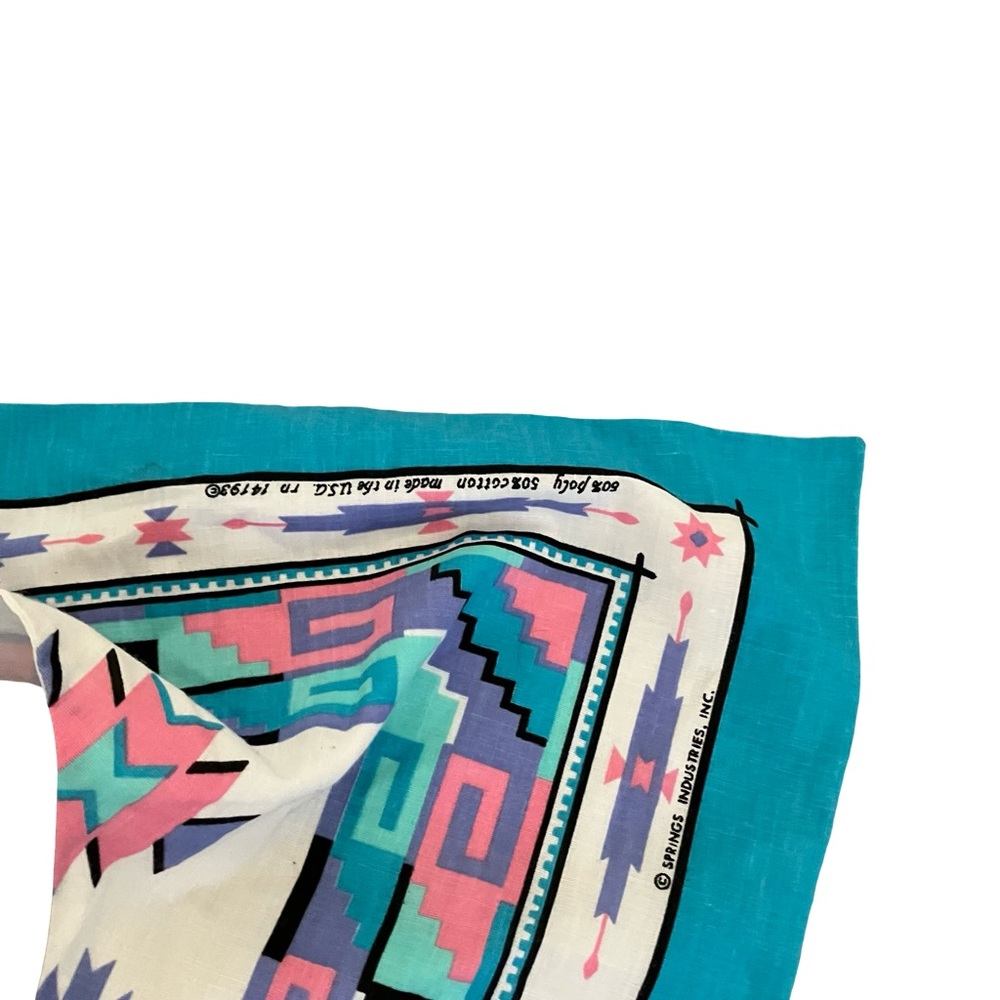 VTG Springs Industries Bandana Aztec Southwestern Print USA Made Jeweled Decor - Picture 6 of 13